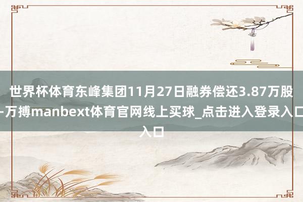 世界杯体育东峰集团11月27日融券偿还3.87万股-万搏manbext体育官网线上买球_点击进入登录入口