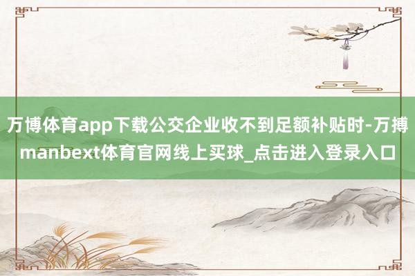 万博体育app下载公交企业收不到足额补贴时-万搏manbext体育官网线上买球_点击进入登录入口