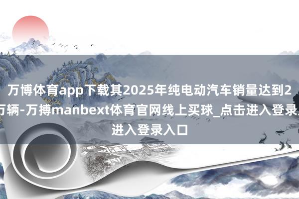 万博体育app下载其2025年纯电动汽车销量达到226万辆-万搏manbext体育官网线上买球_点击进入登录入口